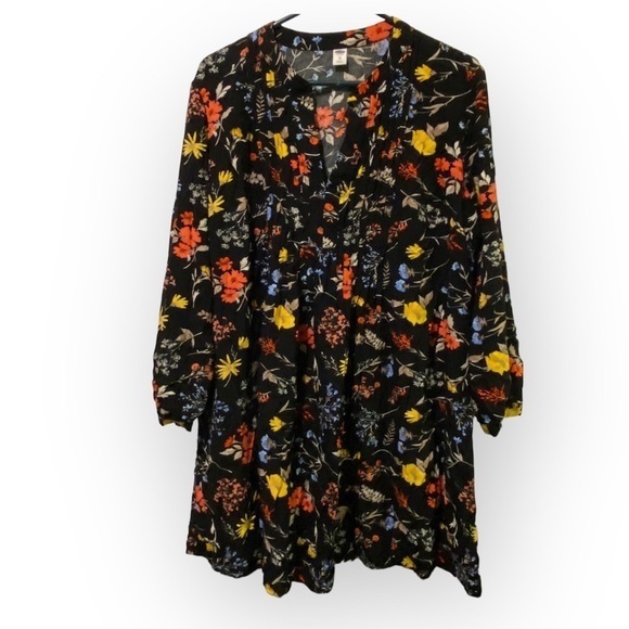 Old Navy Dress V-Neck LongSleeve Sundress Floral XL Cottagecore Whimsigoth - Picture 1 of 14